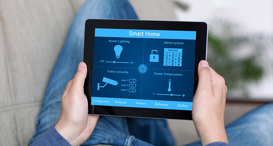 The ability to access and control security components from a mobile device is one of the top smart home trends in Joliet. Close-up of smart home security app.